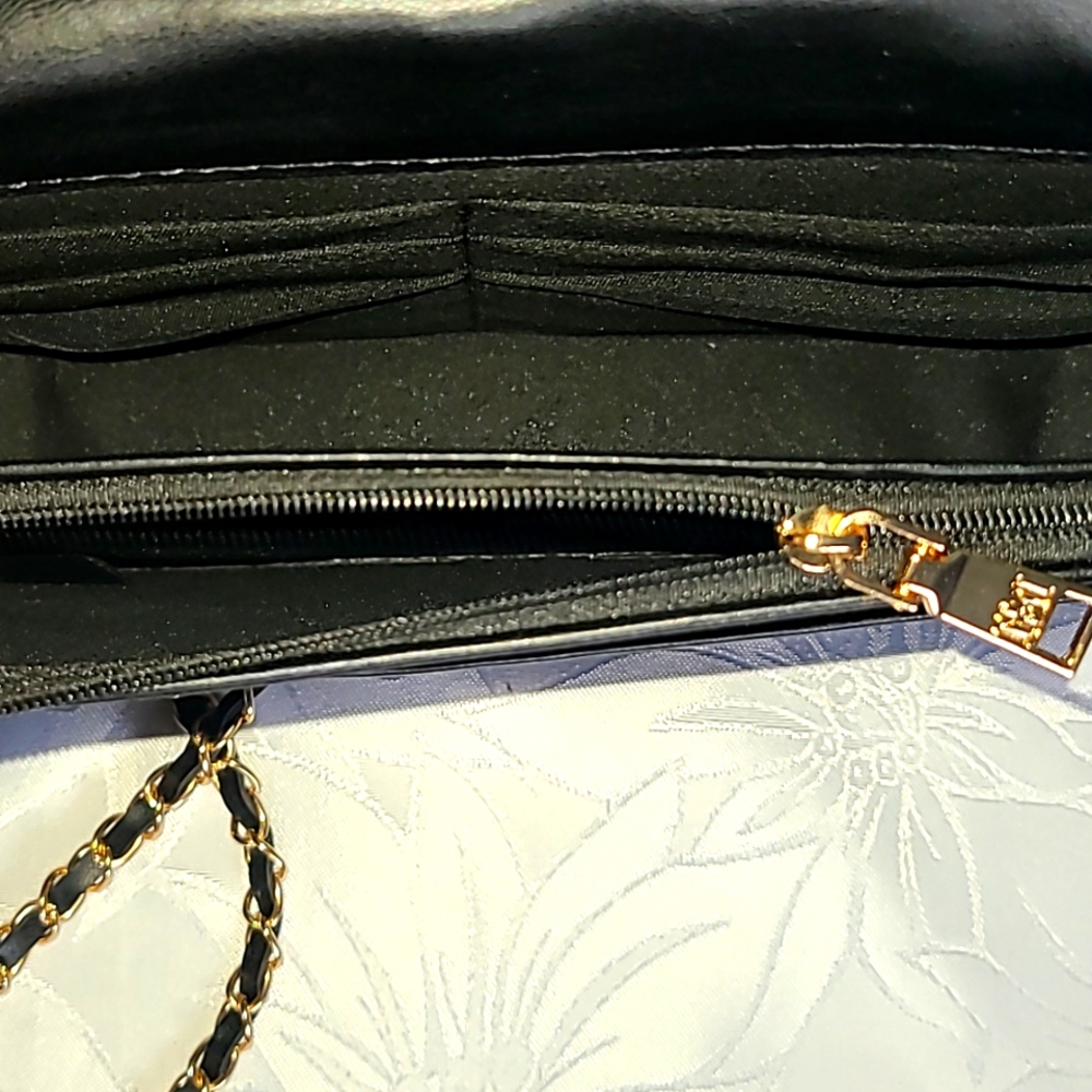 Badgley Mischka Black Crossbody Bag with Gold Accents - Picture 12 of 13